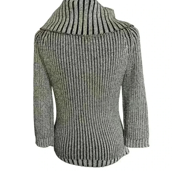 Vintage gold & black metallic beaded 3/4 sleeve cowl neck sweater size M - Picture 8 of 9